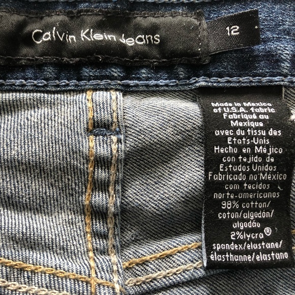 Calvin Klein Lean Fit Dark Wash Cuffed Jeans Size 12 - Picture 8 of 9